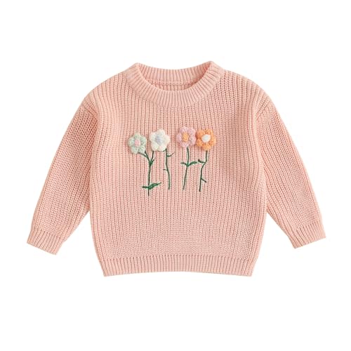 Baby Girl Sweater 3D Floral Knit Sweaters Toddler Infant Newborn Crewneck Pullover Sweatshirt Long Sleeve Tops