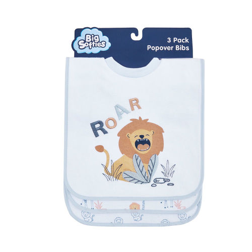 Big Softies 3 Pack Popover Bibs-Lion