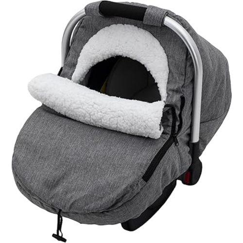 Winter Carseat Cover, Sherpa Fleece Baby Car Seat Cover for Cold Weather, Warm Snug Infant Car Seat Canopy for Boys Girls, Universal Newborn Carrier Covers Protect Baby from Snow Wind