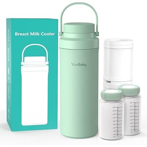 Portable 22oz Breastmilk Chiller for Outdoor, Life Saver with 360° Total, Keeps Milk Fresh Cooling for 24 Hours, Breastfeeding Essentials with 2pcs Bottle for Breastmilk Storage, Green