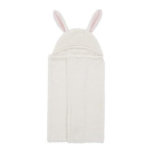 Faux-Fur Bunny Baby Hooded Towel,  White