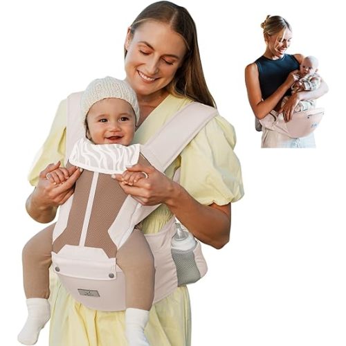 Baby Carrier Newborn to Toddler, 6-in-1 Baby Carrier, Adjustable Detachable Infant Baby Hip Seat Carrier for 7-50lbs