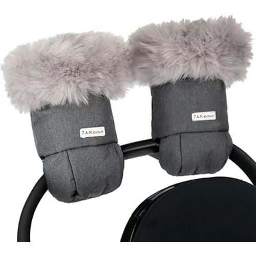 7AM Enfant Stroller Warmmuffs Gloves - Anti-Freeze Stroller Mittens for Handlebars, Water Repellent Hand Warmer Muff for Cold Weather, Plush Lined Stroller Warmmuffs | Winter Stroller Accessories