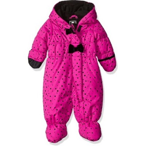Rothschild Baby Girls' Velvet Bow and Dot Print Snowsuit Pram, Rubylight Bow, 3/6 Months
