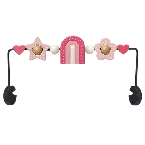 Baby Bouncer Toy Bar– Compatible with Baby Bjorn Bouncer, Wooden Bouncer Toy Bar Attachment, Rotatable Sensory Toys Gifts for Babies (Rainbow)