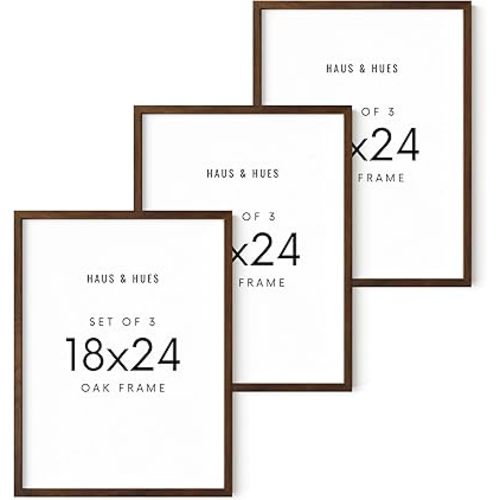 HAUS AND HUES Standalone Walnut Oak Frame Set of 3-18x24