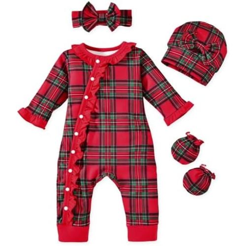 Aalizzwell Baby Girls Romper Outfit Fall Winter Clothes with Accessories