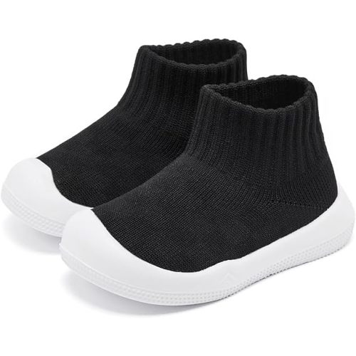 Baby Boy Girl Non-Skid Indoor Infant Walking Shoes Breathable Warm Elastic Sock Shoes with Memory Sole Protect Toes Outdoor Sneakers