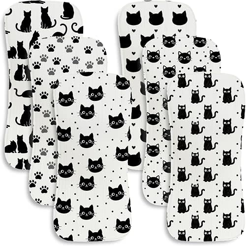 6 Pack Baby Burp Cloths for Boys Girls Funny Cat Burping Cloths for Babies Muslin Burp Cloth Paw Print Baby Burping Cloth for Newborns Machine Washable and Reusable Set