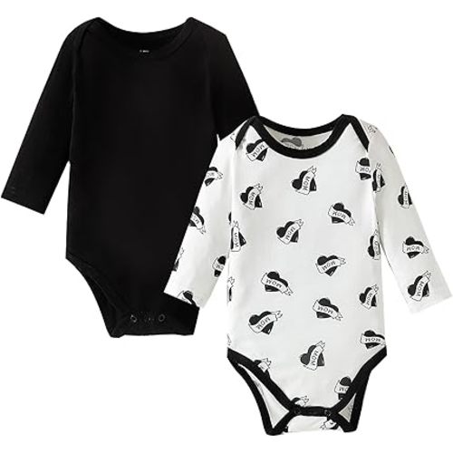 DEFAHN 2PCS Visocse from Bamboo Baby Long Sleeve Bodysuit Unisex Onsies Solid Baby Rompers 0-24 Months