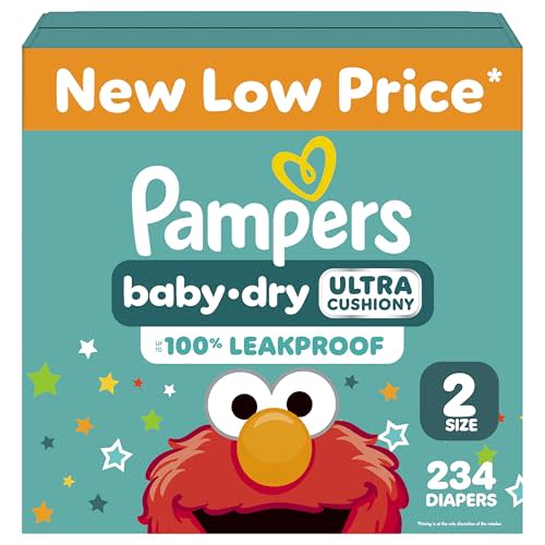 Pampers Diapers - Baby Dry - Size 2, 234 Count, Absorbent Disposable Infant Diaper (Packaging May Vary)