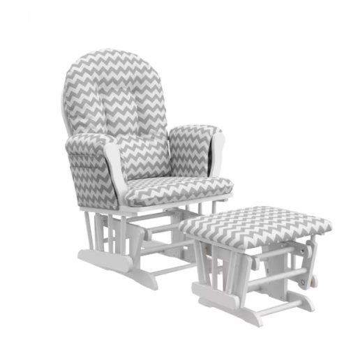 Hoop Glider Natural with Light Gray Cushion Ottoman Set