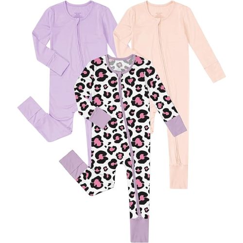Jimonda Baby Boys Romper Fold-Over Footies and Mitten Pajamas Long Sleeve Sleeper Newborn Girl Footless Clothes 3-Packs