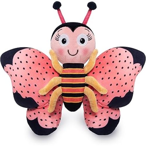 Ms. Butterfly Plush Stuffed Animal and Interactive Toy with Cute, Flappable Wings (12 inches)
