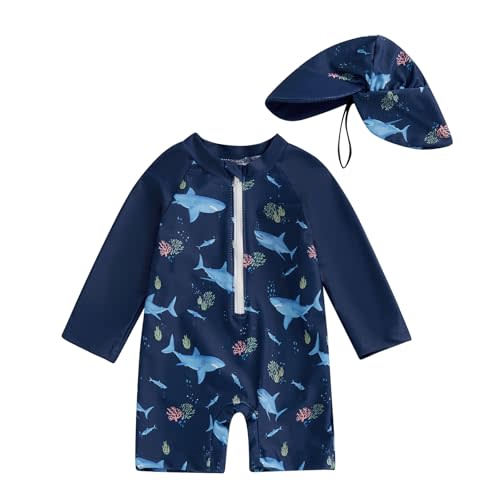 Hnyenmcko Baby/Toddler Boy Rash Guard Swimsuit Long Sleeve One Piece Zipper Swimwear Sunsuit Infant Bathing Suit Beachwear