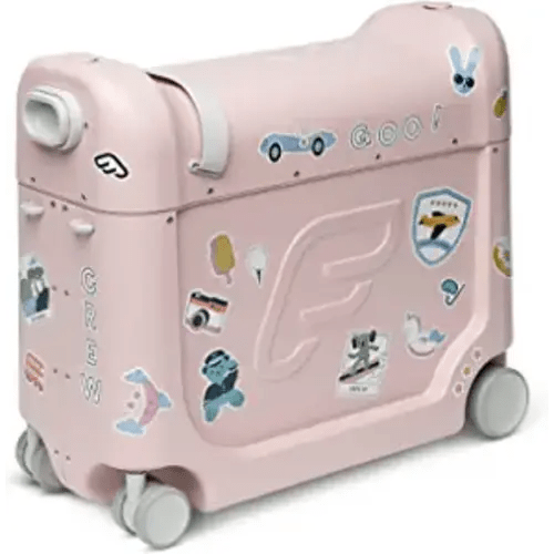 JetKids by Stokke BedBox, Pink Lemonade - Kid's Ride-On Suitcase & In-Flight Bed - Help Your Child Relax & Sleep on the Plane - Approved by Many Airlines - Best for Ages 3-7