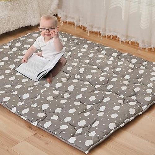 Baby Play Mat for Floor,72”×59”Thicken Ultra Large&Soft Playmat,Washable Playpen Mat Non-Slip Baby Crawling Mat for Babies Floor Tummy time(Cloud)