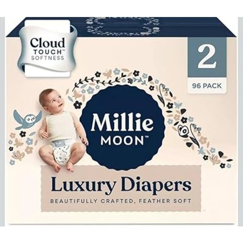 Millie Moon Diapers Sizes 1-6 Luxury Diapers COUCHES DE Luxe (Choose Size) (Size 2-96 Diapers (9lbs-18lbs))