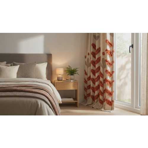 100% Blackout Linen Curtain Panel, Extra Wide and Extra Long Terracotta Fringe Curtains, Custom Luxury Drapery for Living Room and Bedroom.