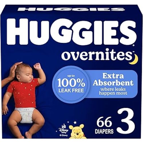 Huggies Overnites Size 3 Overnight Diapers (16-28 lbs), 66 Ct, Packaging May Vary