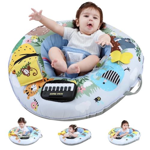 Lovvie & Joy 3-in-1 Baby Seat & Tummy Time & Play Activity Center Ring,Soft Infant Seats for Sitting Up Chair 0-12 Months Babies with Toys for Early Sensory Exploration and Motor Skill Development