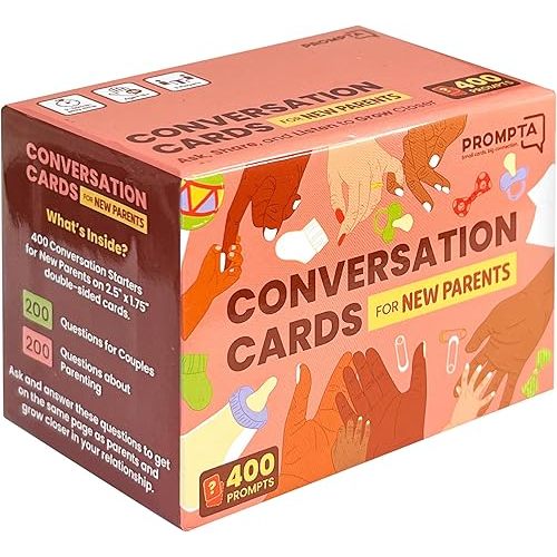 400 Conversation Cards for New Parents – Fun Questions to Connect and Talk About Parenting Essentials – Gift for First-Time Mom & Dad – 2.5" x 1.75" Sized Cards – Expecting Couples