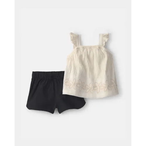 Baby Girl 2-Piece Floral Top & Short Set - Black/Ivory | Carter's