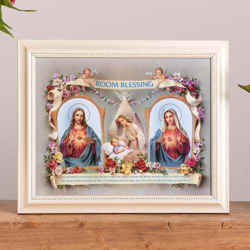 Baby Room Blessing Pearlized White Framed Print - 8" x 10"