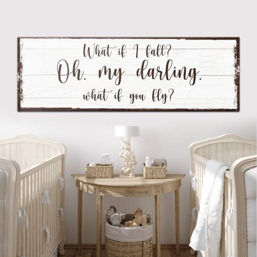 Peter Pan Nursery Sign | What if I Fall Bedroom Wall Art | What if You Fly Nursery Wall Decor | Personalized Bedroom Canvas Baby Gift