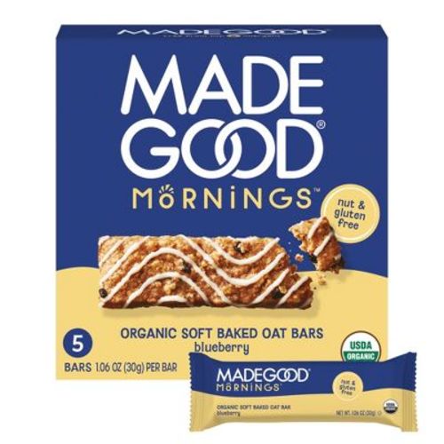 MadeGood Mornings Blueberry Soft Baked Oat Bars - 5.3oz/5ct