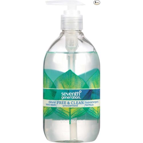 Seventh Generation Liquid Hand Soap Fragrance Free Free & Clean Unscented Hand Soap 12 Fl.oz, Pack of 8