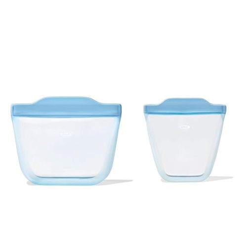 OXO Tot Silicone Reusable Bags – 2 Piece Cup and Snack Set - Dusk