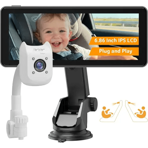 acer Baby Car Camera Rear Facing -1080P Car Seat Camera with 940nm Night Vision, 360° Rotating Carseat Mirror, Easy Install, Wide HD View for Infant Safety & Peace of Mind