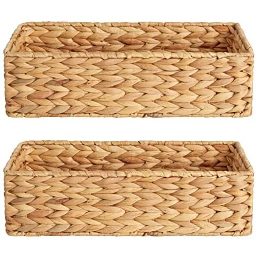 StorageWorks Woven Storage Basket, Bathroom Storage Organizer Basket, 2-Pack, Natural Water Hyacinth