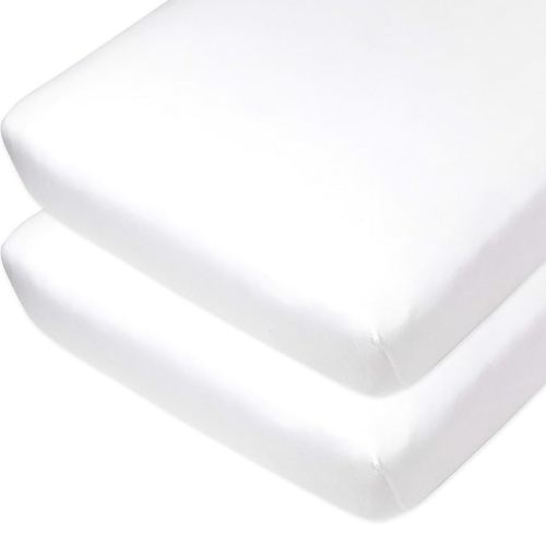 HonestBaby unisex baby 2-Pack Organic Cotton Fitted Crib Sheets Wearable Blanket, Bright White, One Size US - Bright White Fitted Crib Sheet Set