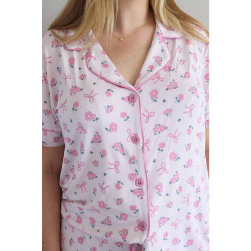 Women's Two Piece Flare Lounge Set | Ribbon & Roses Pink