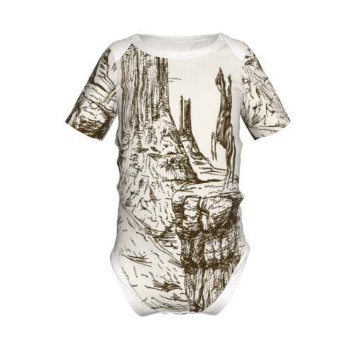 Xecao Western Desert Cowboys 1 Pattern Baby Climbing Bodysuit Short Sleeve Onesie Unisex 0-12 Months Baby Shirt Newborn Outfits Crotch snap design-12 Months