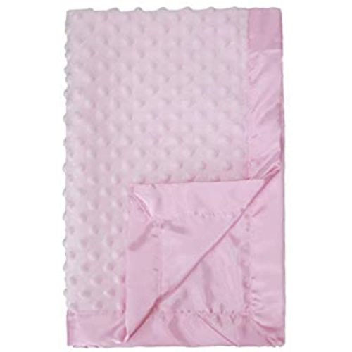 Pro Goleem Baby Soft Minky Dot Blanket with Silky Satin Backing Gift for Girls （Pink, 30’’ x 40’’） - Satin Baby Blanket