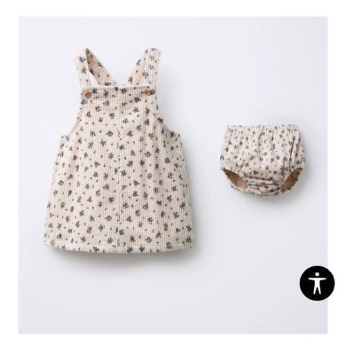 CORDUROY PINAFORE DRESS AND FLORAL UNDERWEAR - Ecru | ZARA United States