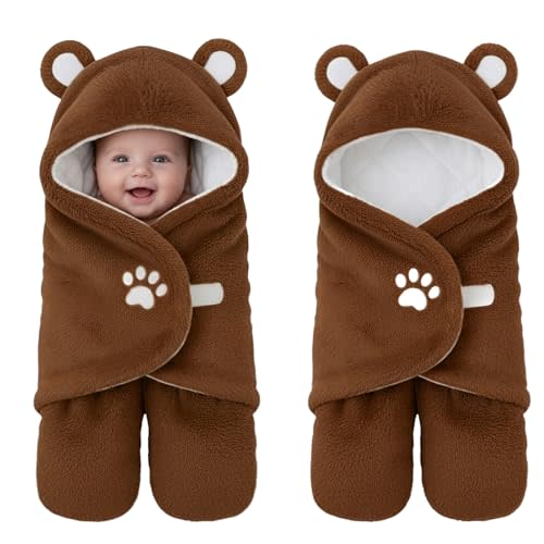 Lilian&Gema Swaddles for Newborns, Baby Swaddle Blanket for Newborn 0-4 Months, Cute Bear Swaddle Wrap for Baby Boys Girls, Plush Receiving Blankets for Newborn Registry