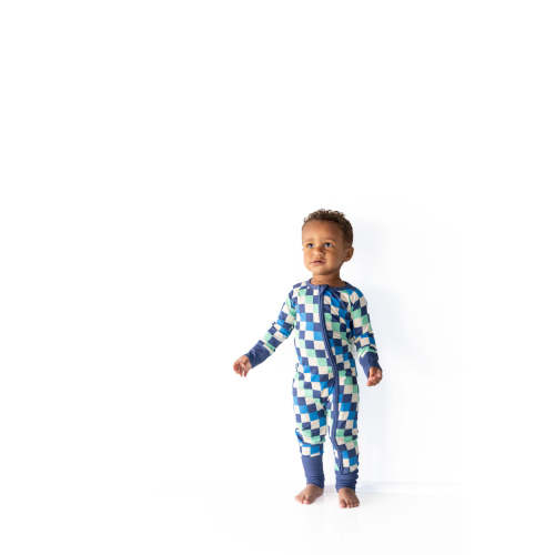 BLUE MULTICOLOR CHECKER | ZIPPER ONE PIECE