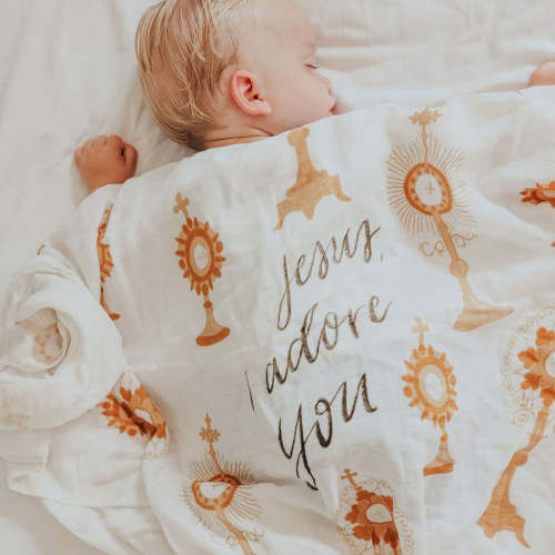 Monstrance Catholic Baby Blanket | Muslin Swaddle