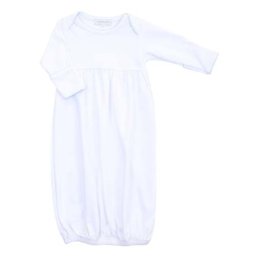 Baby Boy White Gown with Blue Trim - Magnolia Baby Pima Cotton