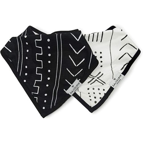 Loulou Lollipop Muslin Bandana Bib Drool Bib Set for Baby Girl and Boy, Adjustable 3 to 36 Months, 2 Pack