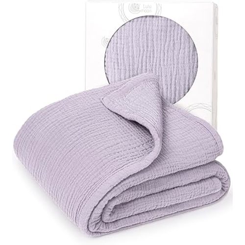 lulumoon Muslin Quilt Blanket, Crib Blanket for Baby and Toddler,47x47 Inches(Purple)