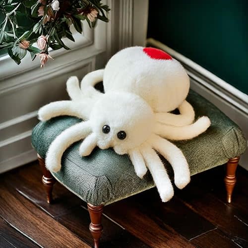 Soft Plush Spider Stuffed Animal Toy,Cute Spider Plushie,Realistic Spiders Plush Toys 9.8inch Huggable Jumping Spiders,Adorable Pillow Toy Doll for Kids Room Decor,Birthday Party White