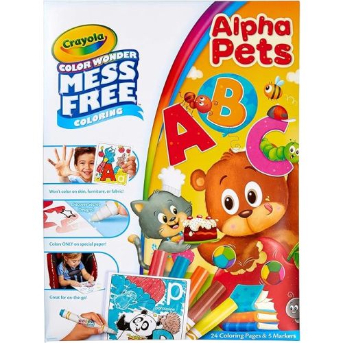 Crayola Color Wonder Alpha Pets, Mess Free Coloring for Toddlers, Alphabet Coloring Pages, Toddler Activity, Gift for Kids, Ages 3+ [Amazon Exclusive]