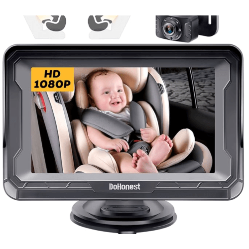 DoHonest Baby Car Camera HD 1080P - Rear-Facing Car Baby Monitor with Night Vision, Adjustable View Angle, Easy Setup, Anti-Glare Display, Safety for Kids & Infants