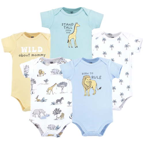 Hudson Baby Infant Boy Cotton Bodysuits, Boy Safari World, Newborn