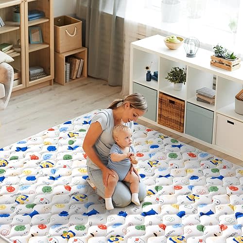 Odorless Premium Foam Foldable Baby Play Mat 71" X 59", Extra Large Thicker Activity Playmats for Babies,Toddlers, Infants, Soft Baby Mat for Floor,Play & Tummy Time,Machine Washable for Easy Care.